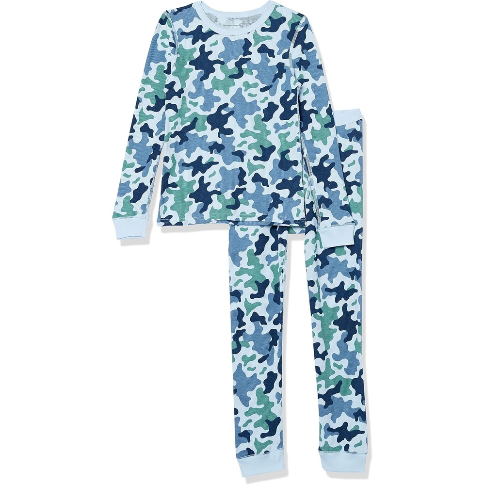 image:imageAmazon Essentials Boys and Toddlers Cotton Blend Thermal Long Underwear SetBlue Camo