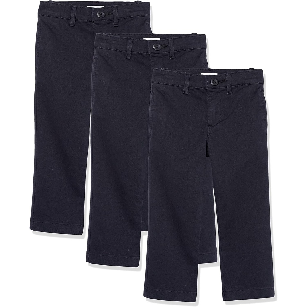 image:imageAmazon Essentials Boys and Toddlers School Uniform StraightFit FlatFront Chino Pants with Adjustable Elastic Waist3pack Black