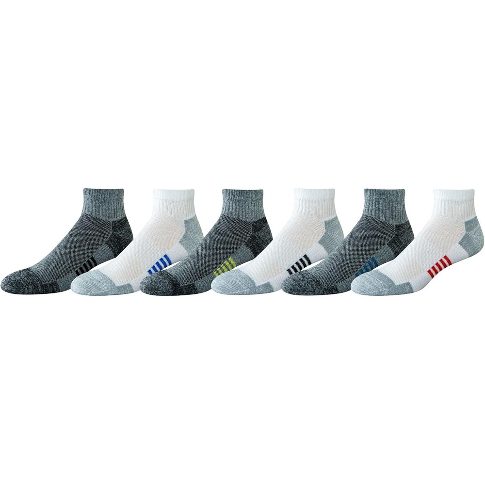image:imageAmazon Essentials Mens Athletic Ankle Sports Socks Breathable Cotton Blend Cushioned Arch Support 6 PairsGrey Multi