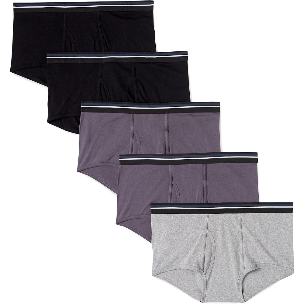 image:imageAmazon Essentials Mens Breathable Ribbed Knit Briefs with Elasticized Waistband MultipacksBlackCharcoalGrey