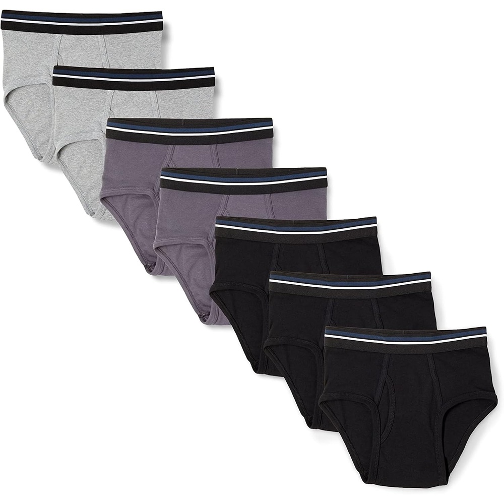 image:imageAmazon Essentials Mens Breathable Ribbed Knit Briefs with Elasticized Waistband MultipacksBlackCharcoalGrey Heather