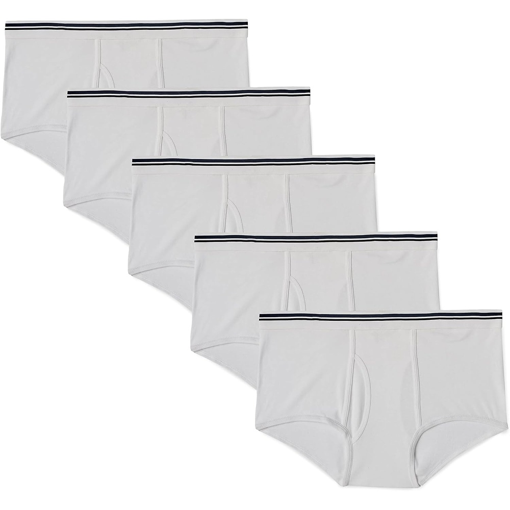 image:imageAmazon Essentials Mens Breathable Ribbed Knit Briefs with Elasticized Waistband MultipacksWhite