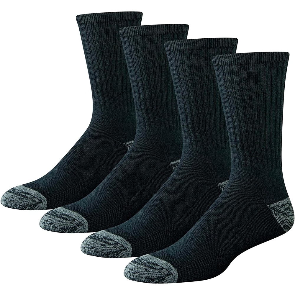 image:imageAmazon Essentials Mens Cotton Breathable Cushioned Performance Work Crew Socks 4 PairsBlack