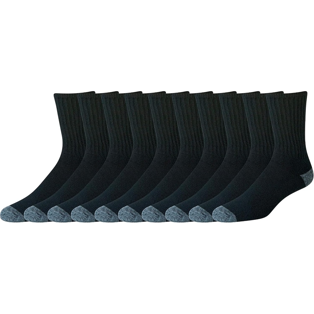 image:imageAmazon Essentials Mens Cotton Crew Athletic Moisture Wicking Sports Socks with Cushioned Sole 10 PairsBlack