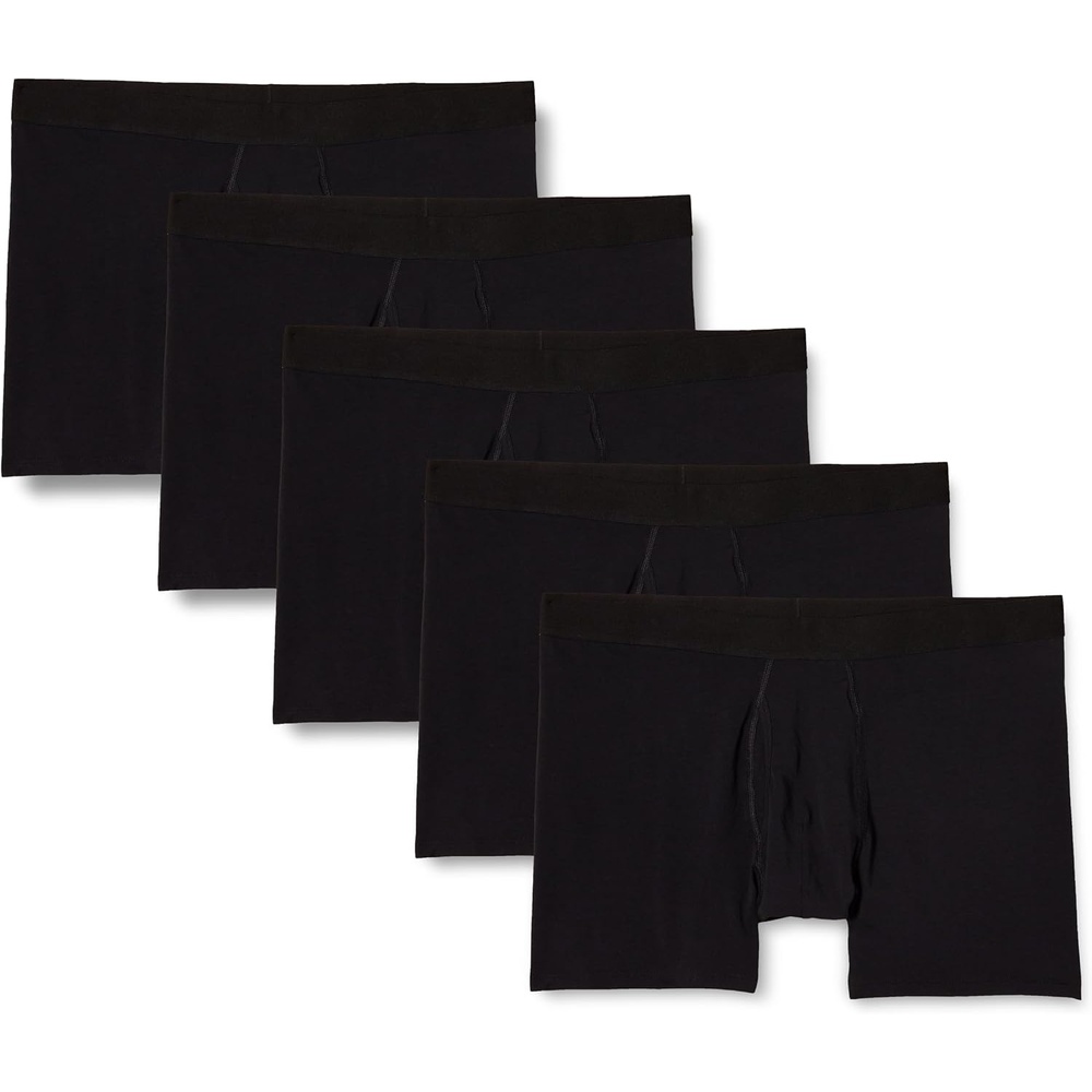 image:imageAmazon Essentials Mens Cotton Jersey Boxer Briefs Underwear Available in Big amp Tall Pack of 5Black