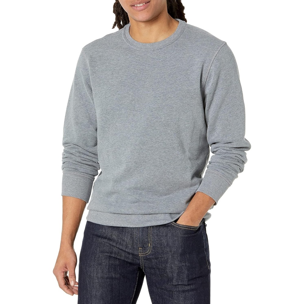 image:imageAmazon Essentials Mens Crewneck Fleece Sweatshirt with Ribbing Available in Big amp TallLight Heather Grey