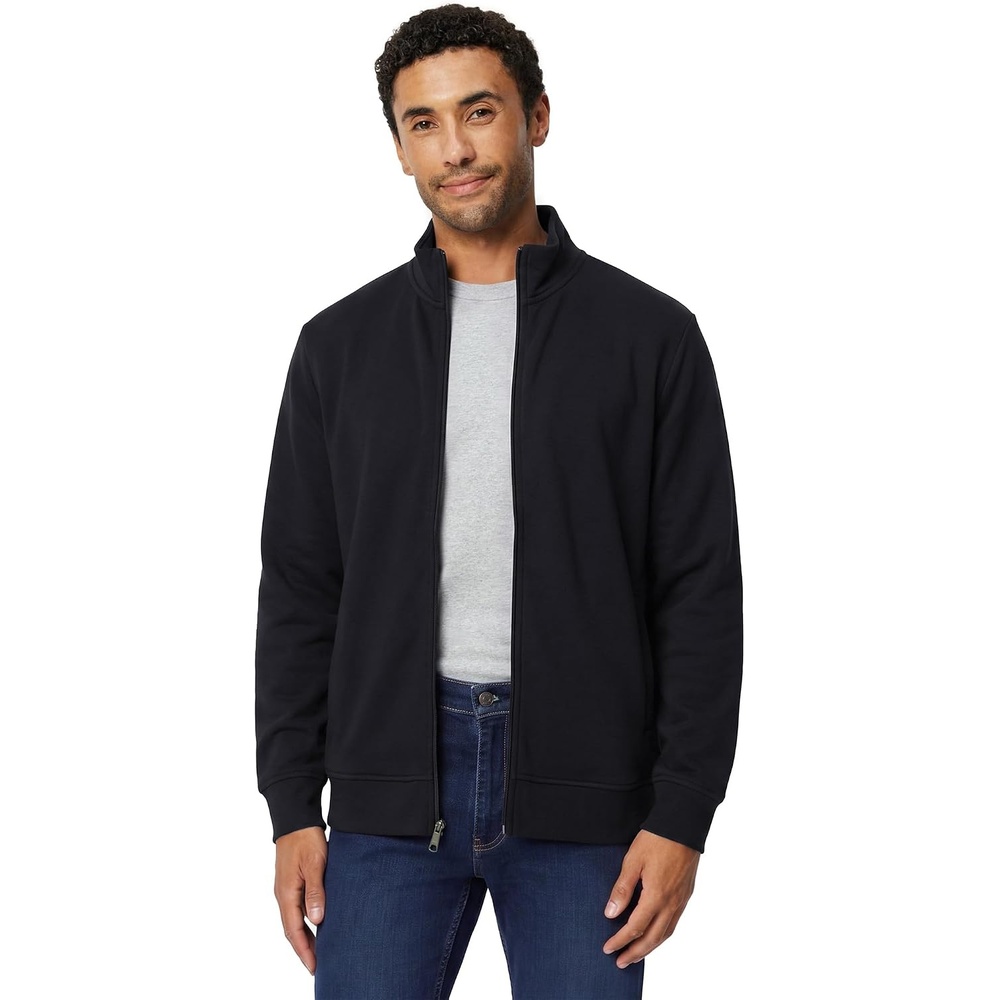image:imageAmazon Essentials Mens Full Zip Mock Neck French Terry Sweatshirt LightweightBlack