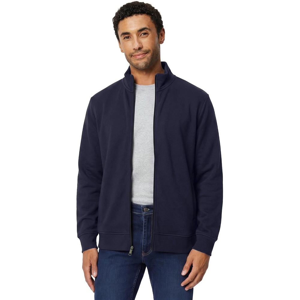 image:imageAmazon Essentials Mens Full Zip Mock Neck French Terry Sweatshirt LightweightDark Navy