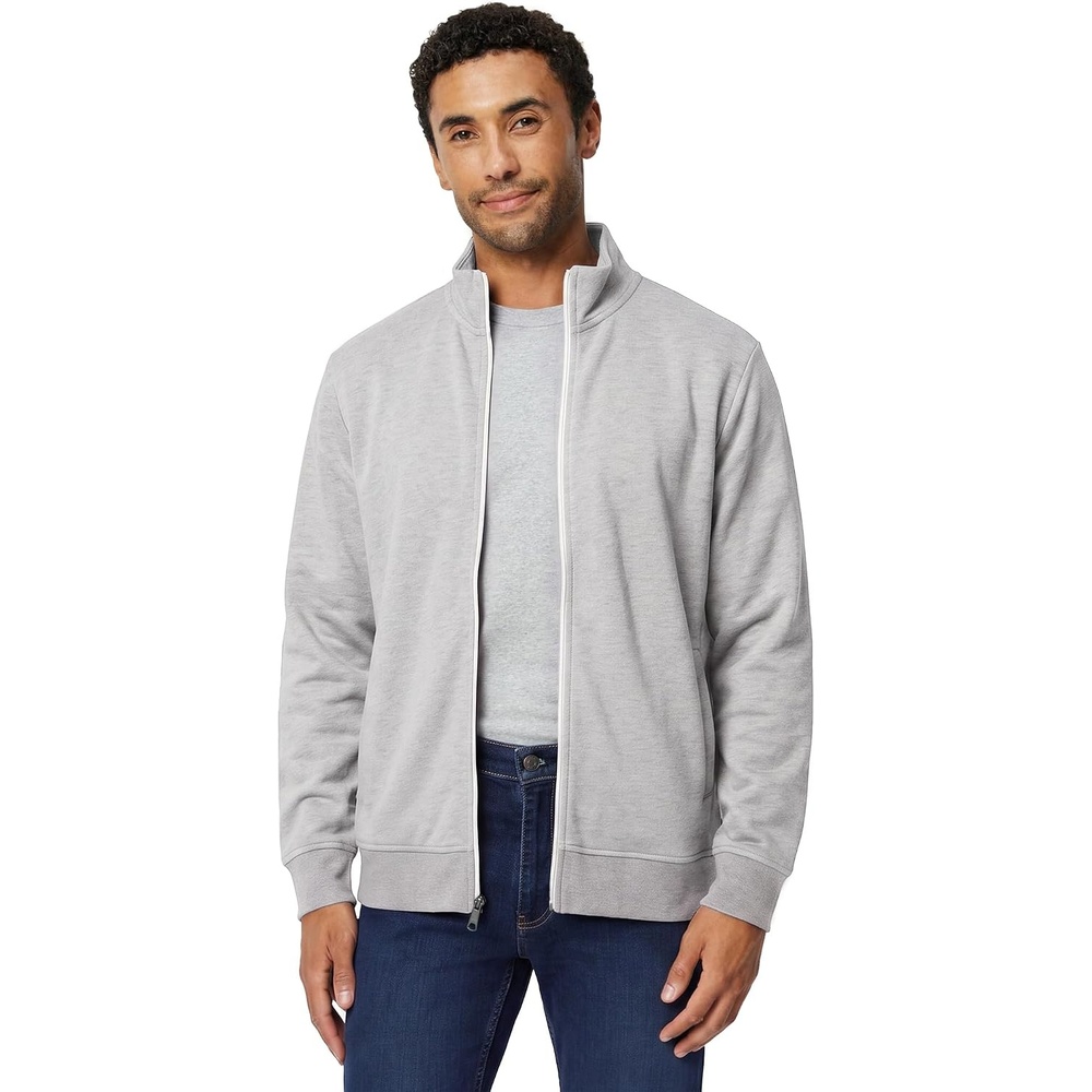 image:imageAmazon Essentials Mens Full Zip Mock Neck French Terry Sweatshirt LightweightLight Grey Heather