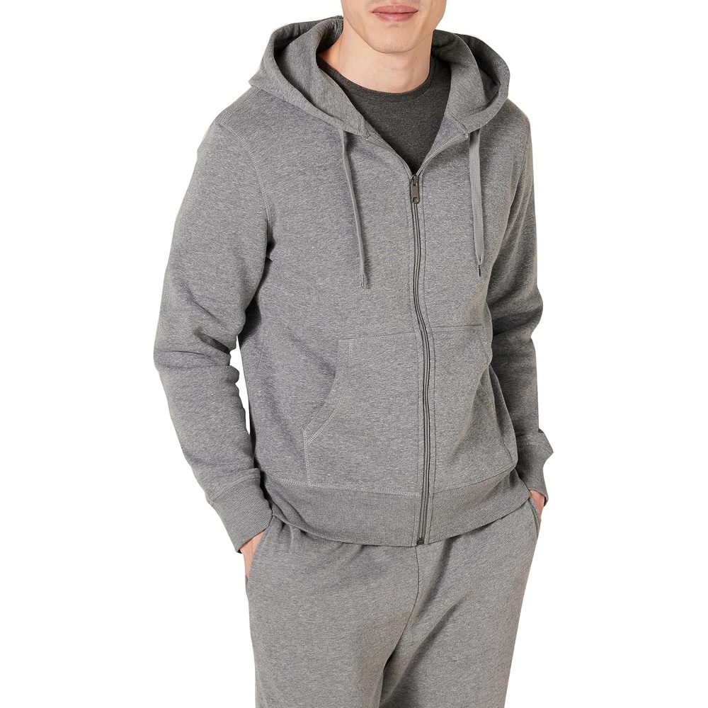 image:imageAmazon Essentials Mens FullZip Fleece Hoodie Sweatshirt Available in Big amp TallLight Grey Heather