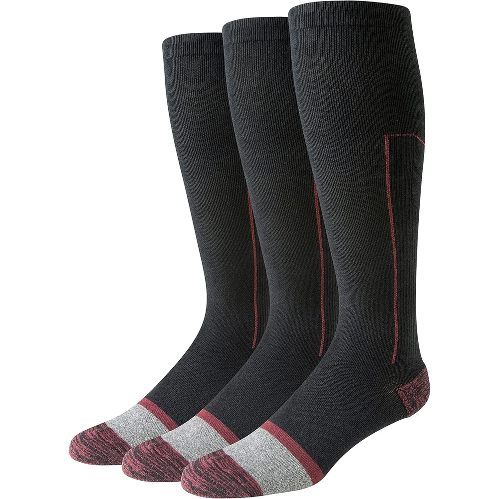 image:imageAmazon Essentials Mens Knee High Graduated Compression Socks for Circulation Swelling Arch Support 3 PairsBlack