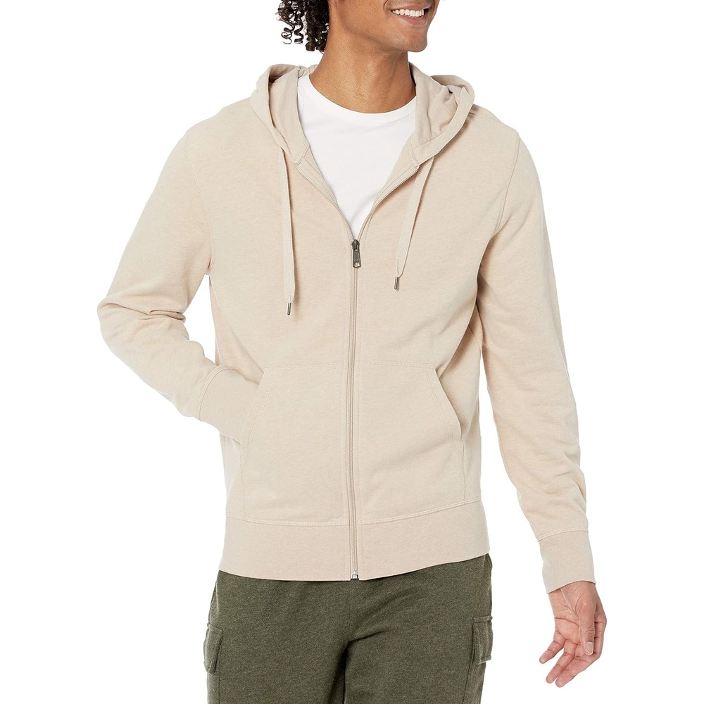 image:imageAmazon Essentials Mens Lightweight French Terry FullZip HoodieOatmeal Heather