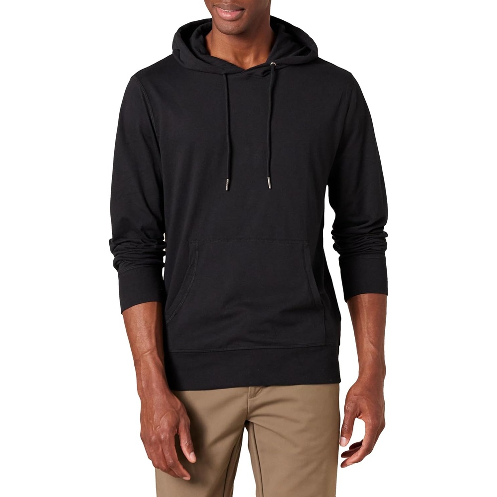 image:imageAmazon Essentials Mens Lightweight Jersey Pullover Hoodie SoftBlack