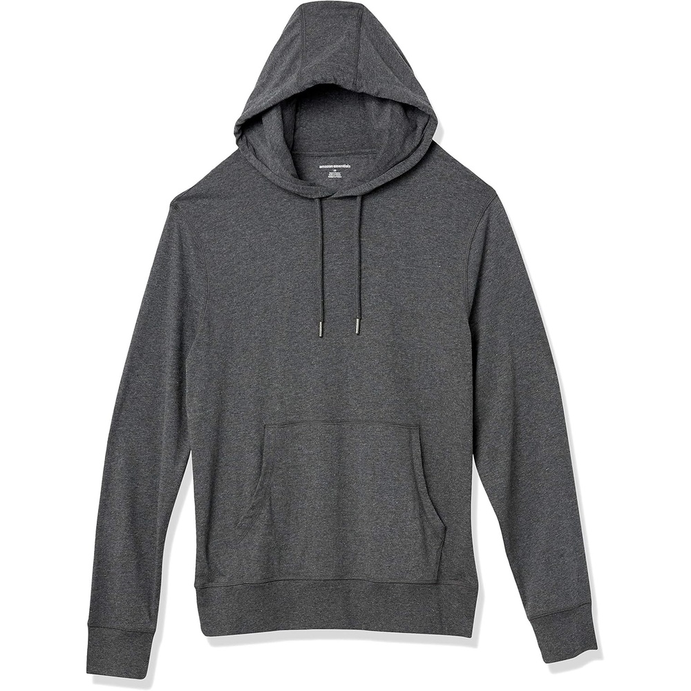 image:imageAmazon Essentials Mens Lightweight Jersey Pullover Hoodie SoftCharcoal Heather