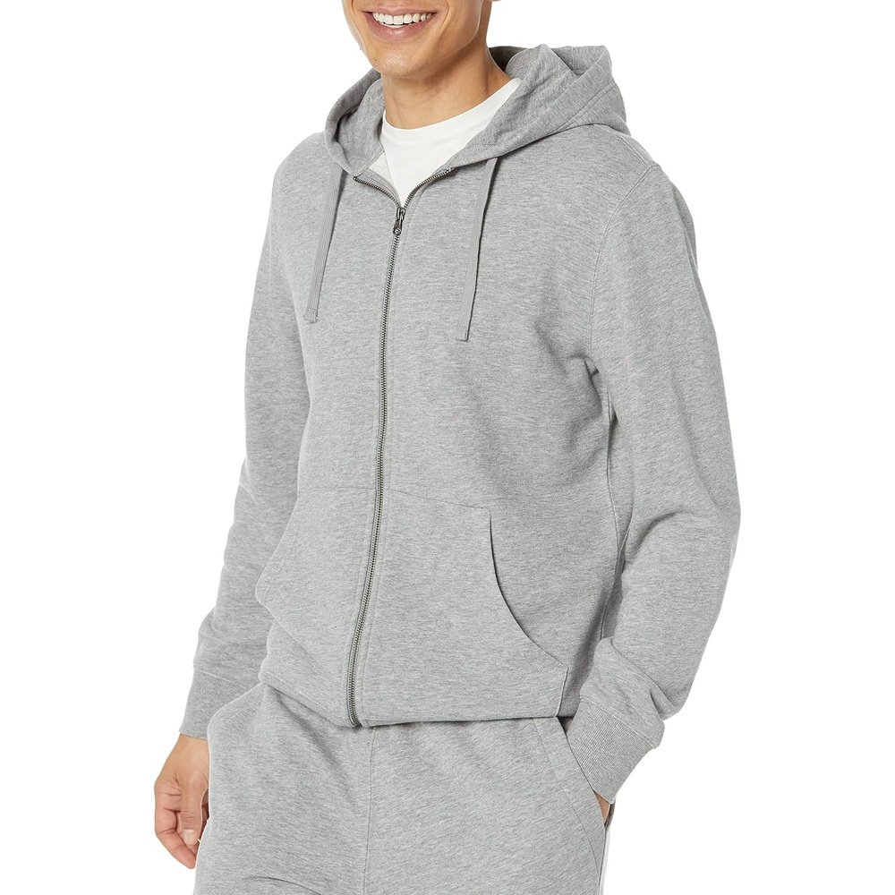 image:imageAmazon Essentials Mens LongSleeve French Terry FullZip Hoodie Available in Big amp TallGrey Heather