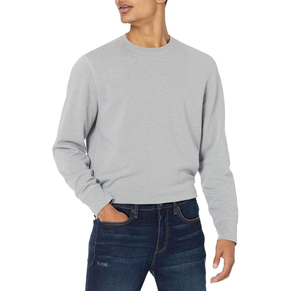 image:imageAmazon Essentials Mens LongSleeve Lightweight French Terry Crewneck SweatshirtLight Grey Heather
