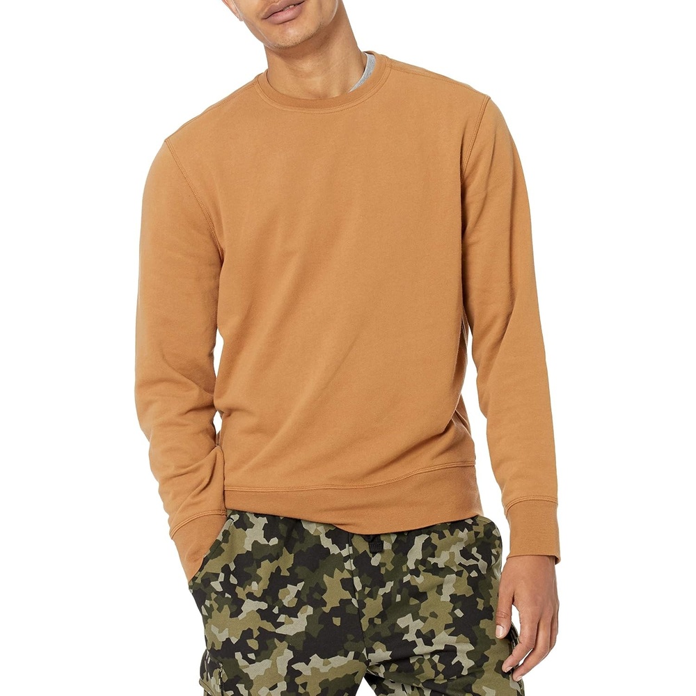 image:imageAmazon Essentials Mens LongSleeve Lightweight French Terry Crewneck SweatshirtTan