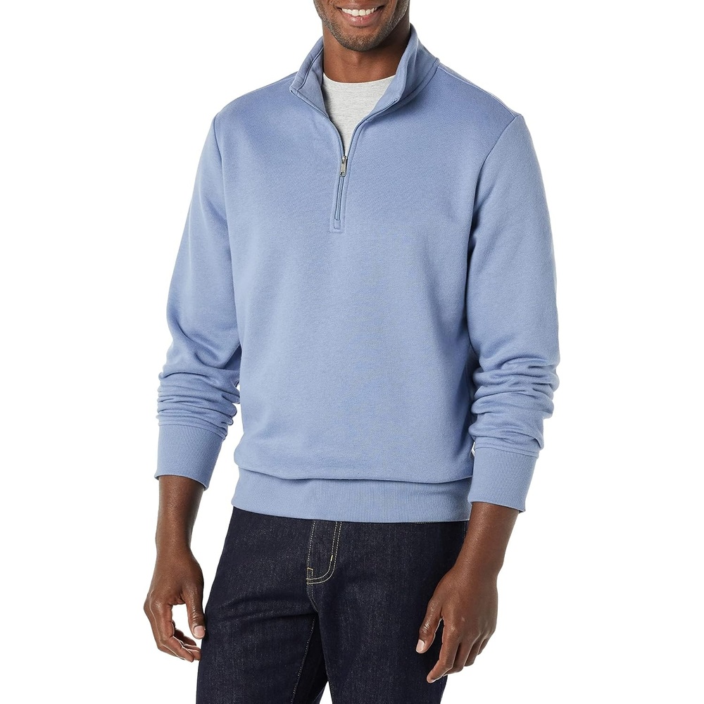 image:imageAmazon Essentials Mens LongSleeve QuarterZip Pullover Fleece SweatshirtBlue