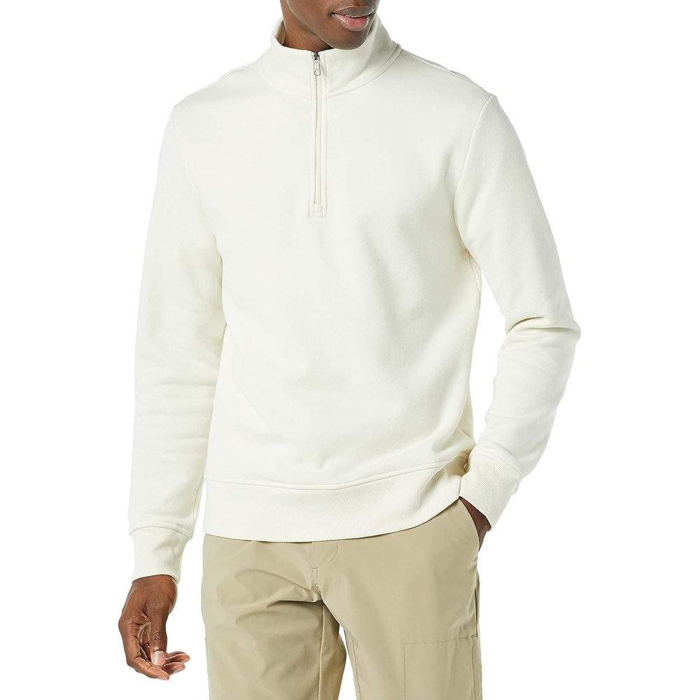image:imageAmazon Essentials Mens LongSleeve QuarterZip Pullover Fleece SweatshirtOffwhite