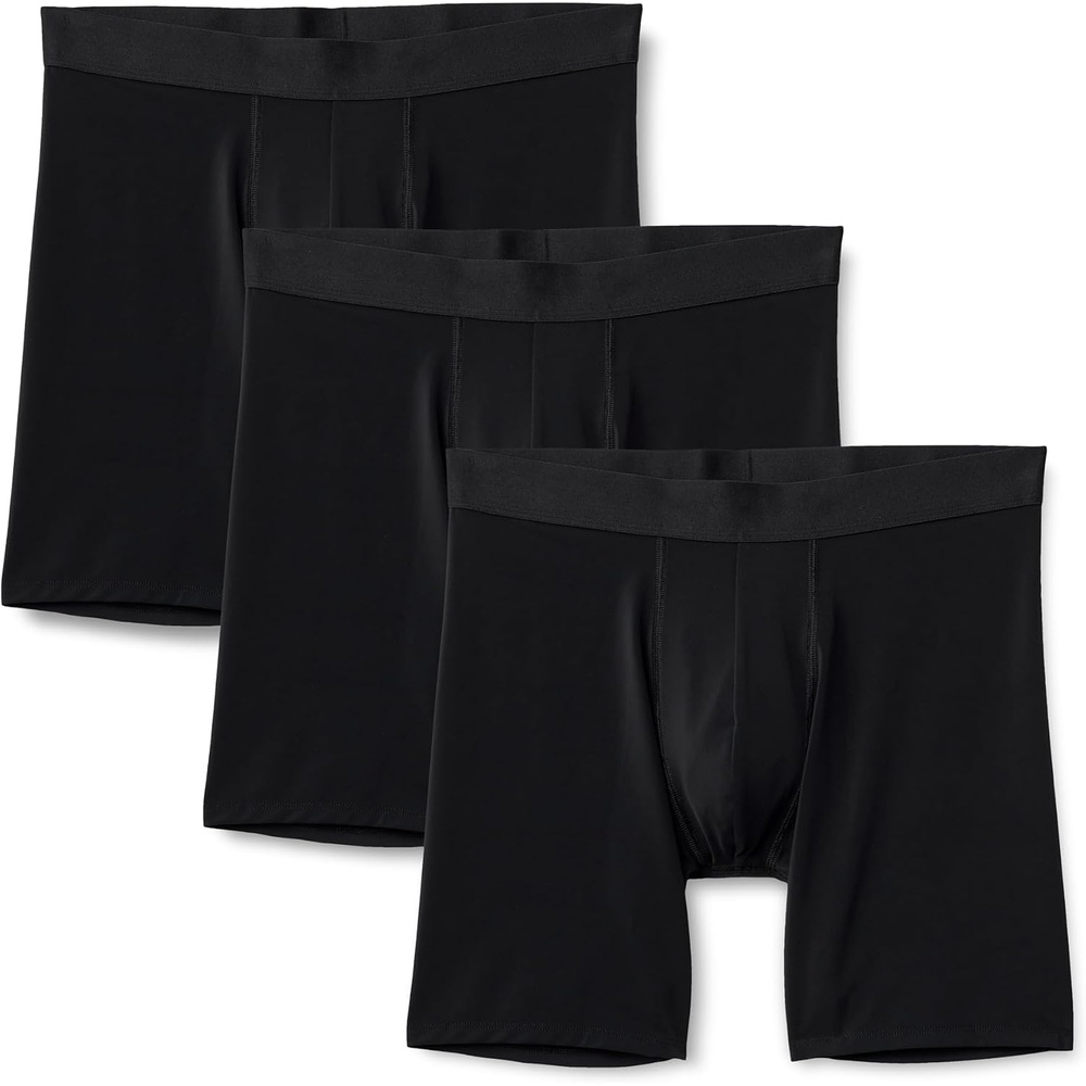 image:imageAmazon Essentials Mens Microfiber Boxer Shorts Underwear Pack of 3Black