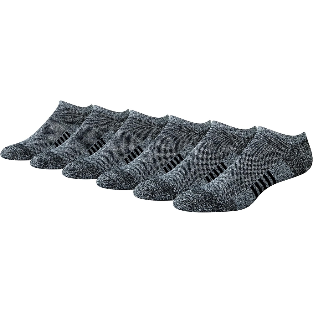 image:imageAmazon Essentials Mens Performance Cotton Cushioned Athletic NoShow Breathable Gym Socks with Support 6 PairsBlackWhite Marl