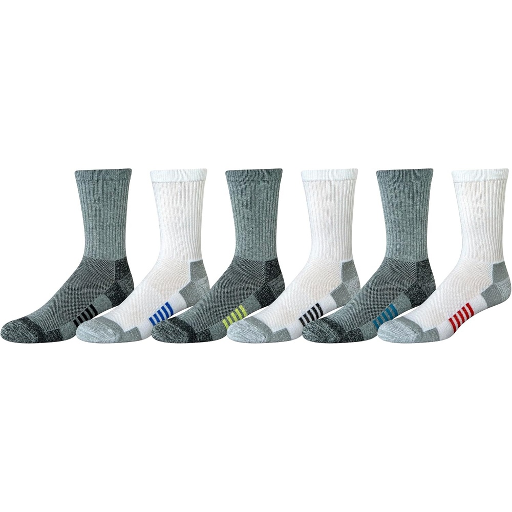 image:imageAmazon Essentials Mens Performance Cotton Cushioned Moisture Control Socks Athletic Crew BreathableWhiteGrey Assorted