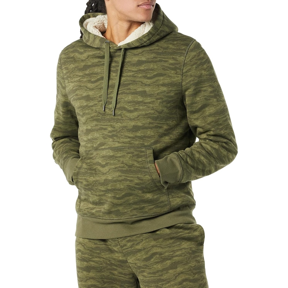 image:imageAmazon Essentials Mens Regular Fit SherpaLined Pullover HoodieAbstract Camo