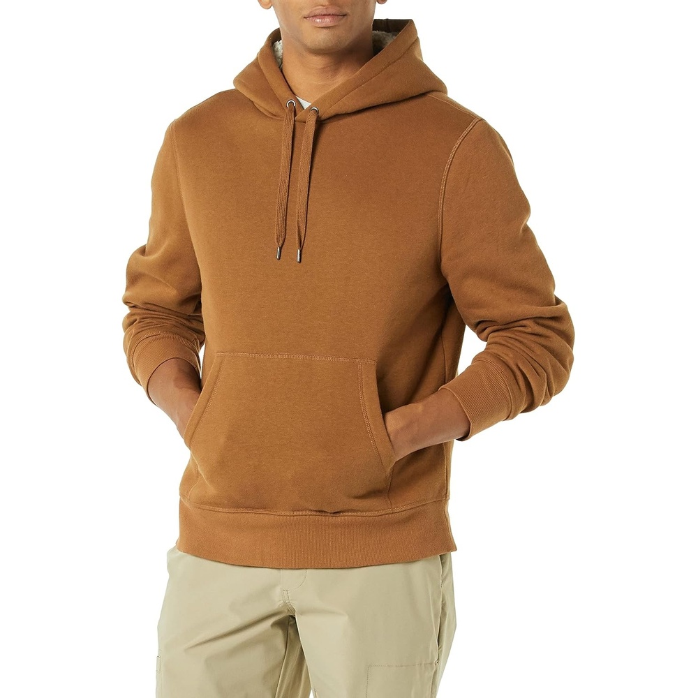 image:imageAmazon Essentials Mens Regular Fit SherpaLined Pullover HoodieToffee Brown