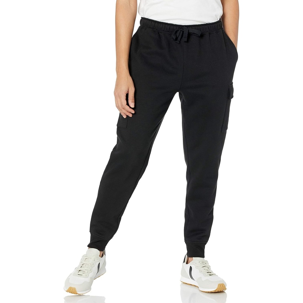 image:imageAmazon Essentials Mens Relaxed Fit Cargo Fleece Jogger Sweatpants with DrawstringBlack