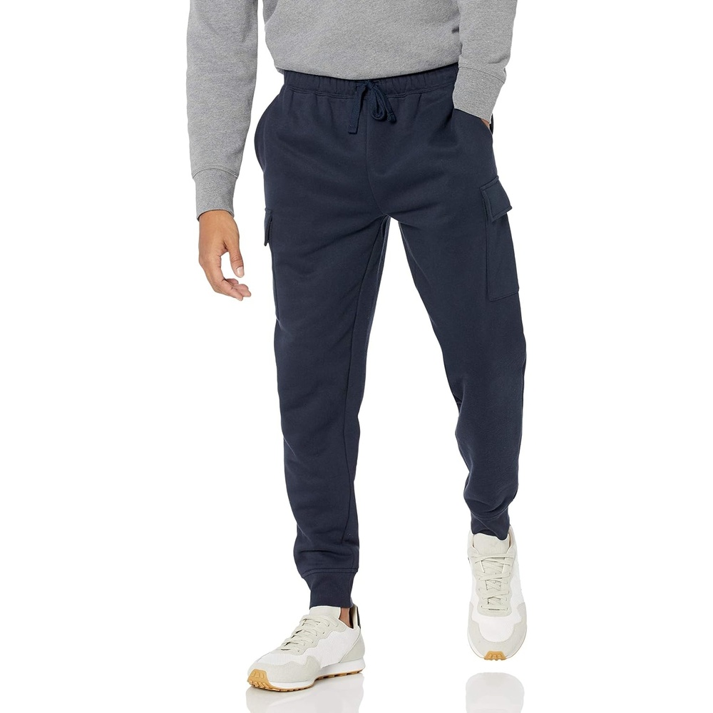 image:imageAmazon Essentials Mens Relaxed Fit Cargo Fleece Jogger Sweatpants with DrawstringNavy