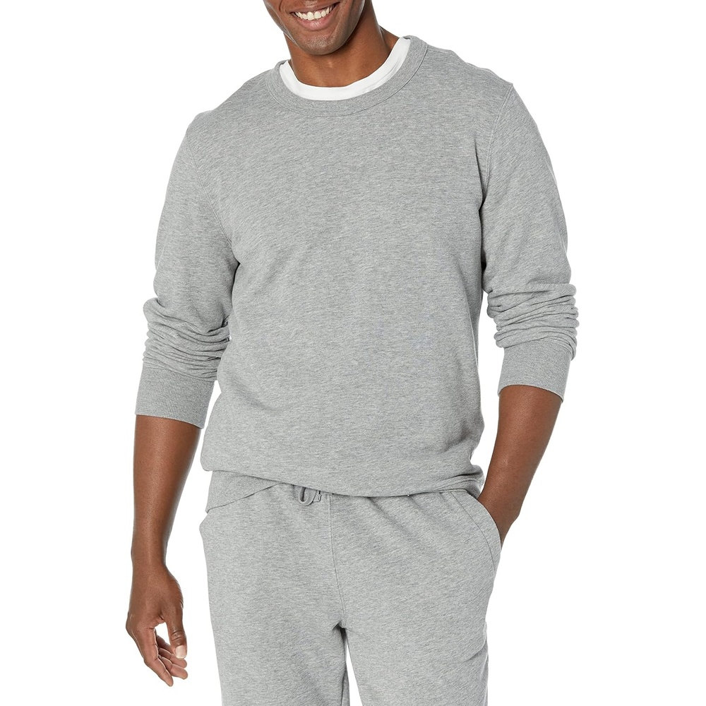 image:imageAmazon Essentials Mens Relaxed Fit Crewneck Sweatshirt Lightweight LongSleeve French Terry Available in Big amp TallGrey Heather