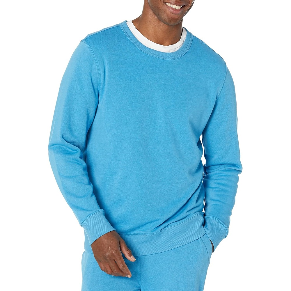 image:imageAmazon Essentials Mens Relaxed Fit Crewneck Sweatshirt Lightweight LongSleeve French Terry Available in Big amp TallTurquoise Blue