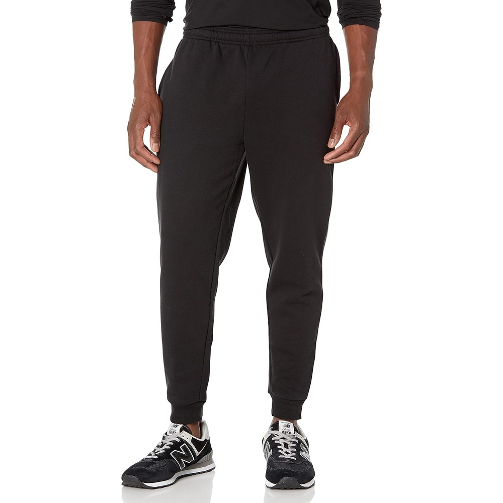 image:imageAmazon Essentials Mens Relaxed Fit Fleece Joggers Sweatpants Drawstring Waist Tapered Leg Ribbed Cuffs Brushed InteriorBlack