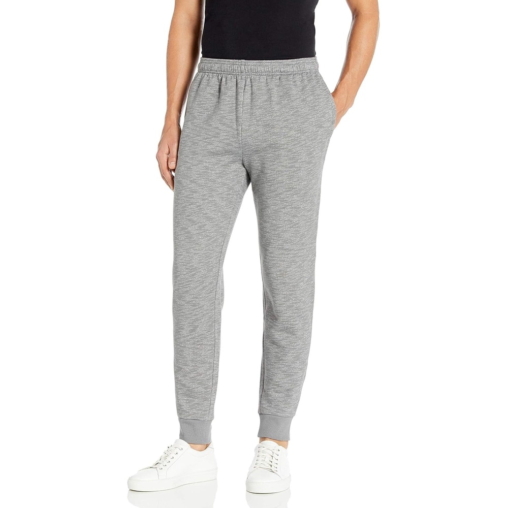 image:imageAmazon Essentials Mens Relaxed Fit Fleece Joggers Sweatpants Drawstring Waist Tapered Leg Ribbed Cuffs Brushed InteriorLight Grey Spacedye