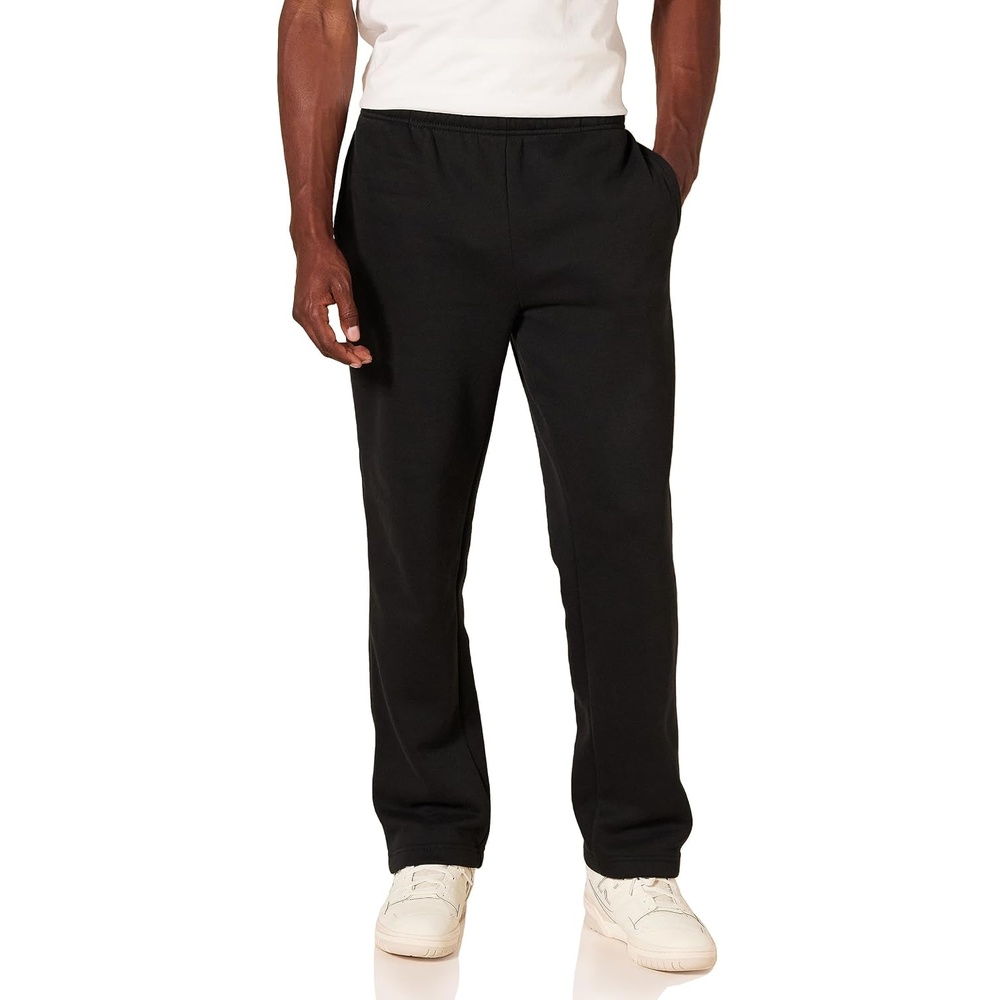 image:imageAmazon Essentials Mens Relaxed Straight Leg Fleece Open Bottom Sweatpant Available in Big amp TallBlack