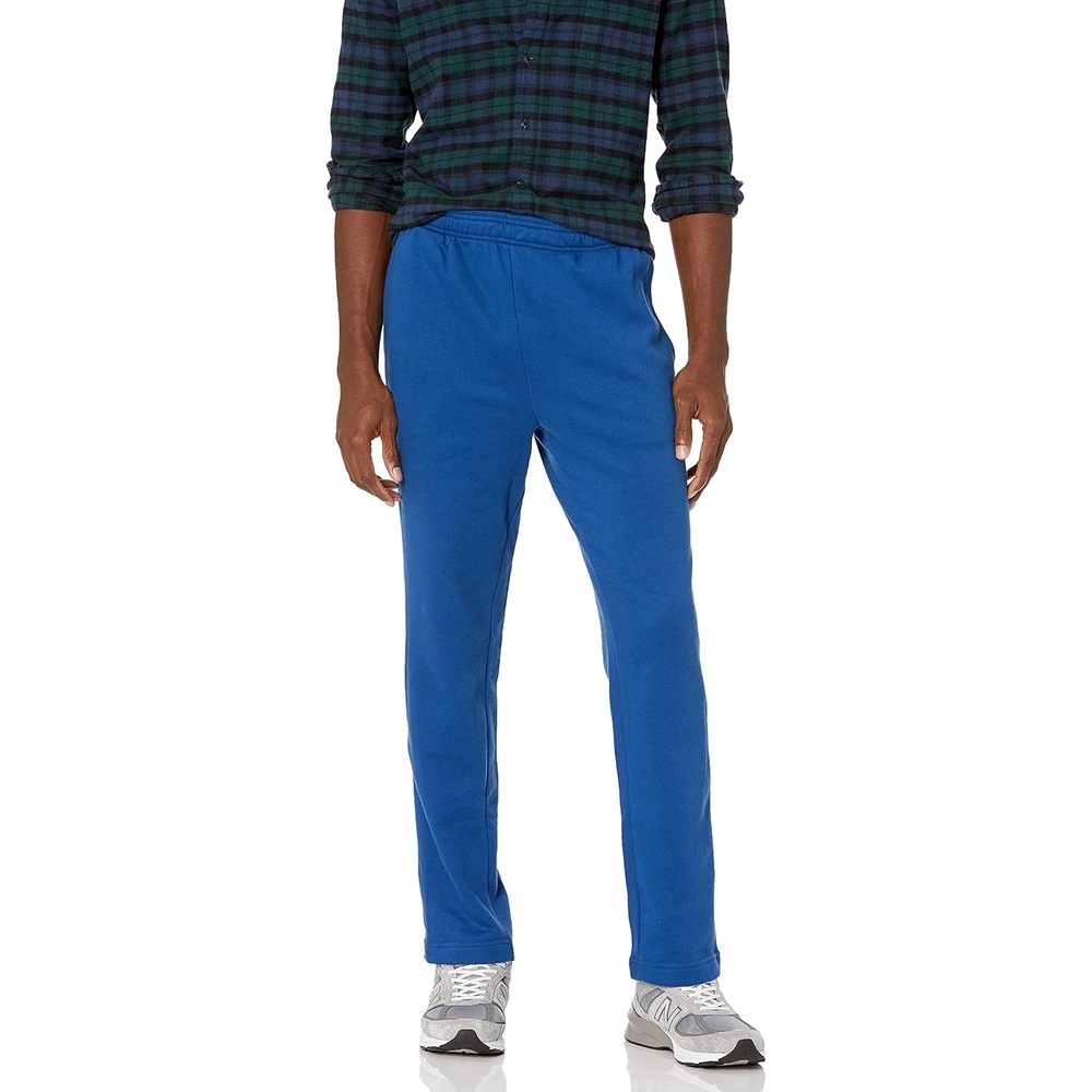 image:imageAmazon Essentials Mens Relaxed Straight Leg Fleece Open Bottom Sweatpant Available in Big amp TallBlue