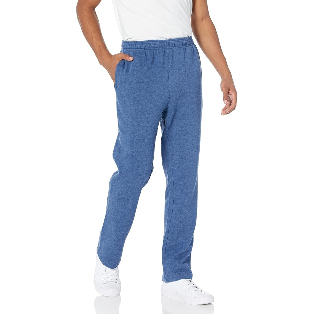 image:imageAmazon Essentials Mens Relaxed Straight Leg Fleece Open Bottom Sweatpant Available in Big amp TallBlue Heather