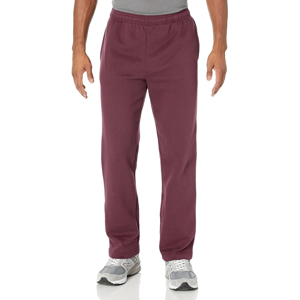 image:imageAmazon Essentials Mens Relaxed Straight Leg Fleece Open Bottom Sweatpant Available in Big amp TallDark Burgundy