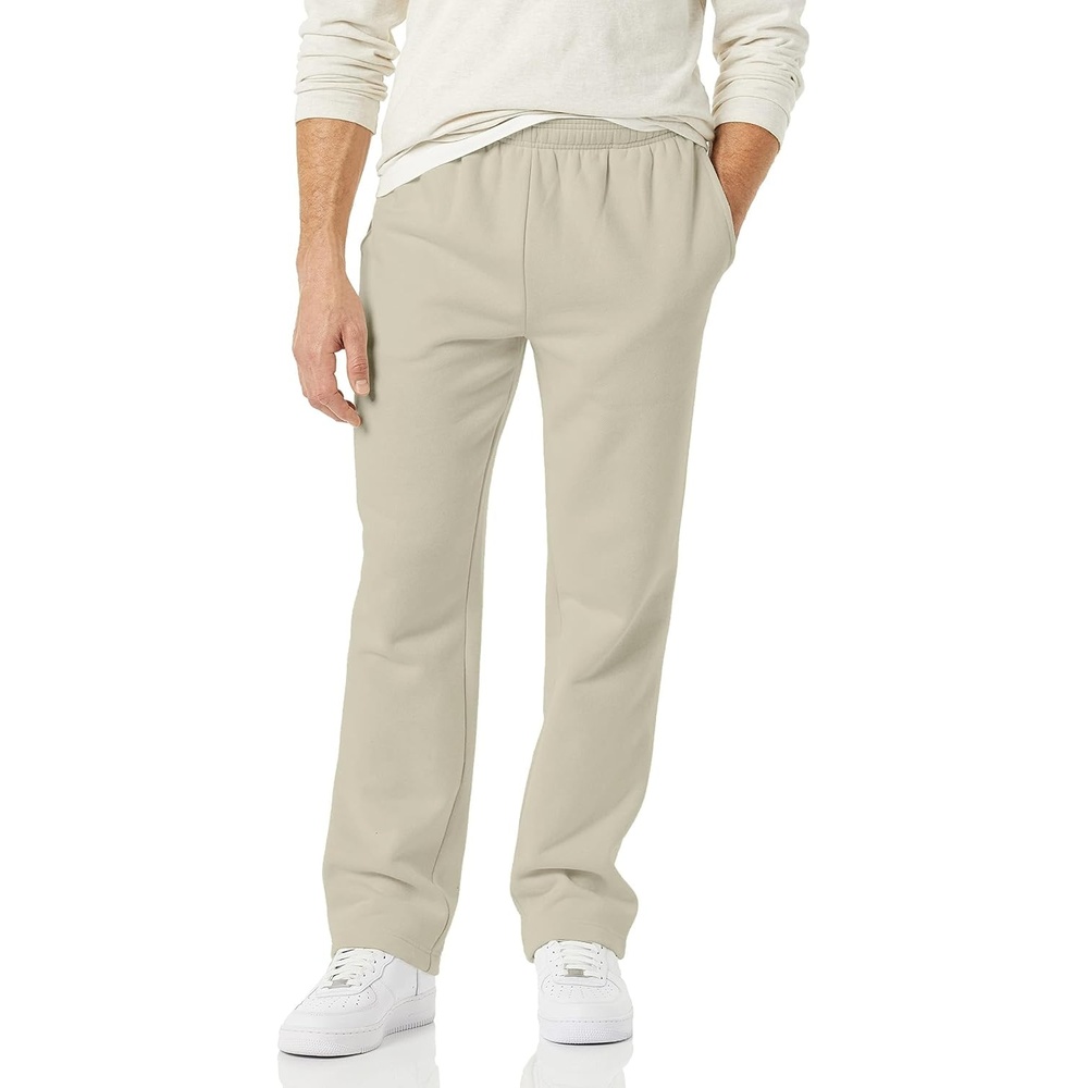 image:imageAmazon Essentials Mens Relaxed Straight Leg Fleece Open Bottom Sweatpant Available in Big amp TallPale Beige