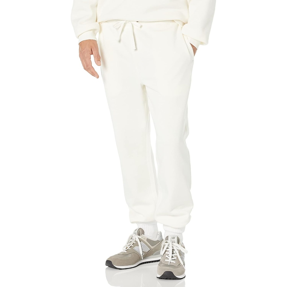 image:imageAmazon Essentials Mens RelaxedFit Sweatpants with Drawstring Waist ClosedBottomEggshell White