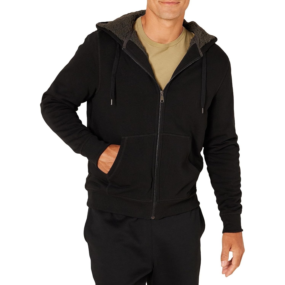 image:imageAmazon Essentials Mens SherpaLined FullZip Fleece Hoodie SweatshirtBlack