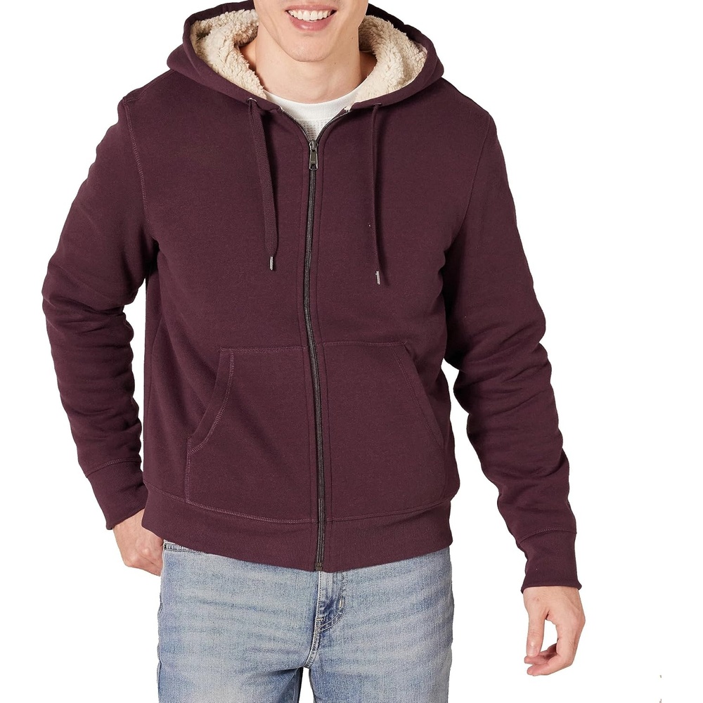 image:imageAmazon Essentials Mens SherpaLined FullZip Fleece Hoodie SweatshirtBurgundy