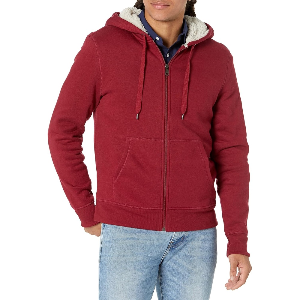 image:imageAmazon Essentials Mens SherpaLined FullZip Fleece Hoodie SweatshirtRed