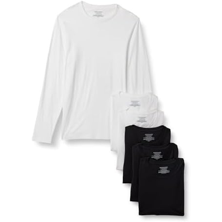 image:imageAmazon Essentials Mens Slim Fit Crewneck Undershirts Pack of 6BlackWhite