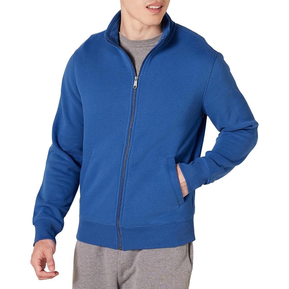 image:imageAmazon Essentials Mens Standard FullZip Fleece Mock Neck Midweight Sweatshirt with PocketsBlue