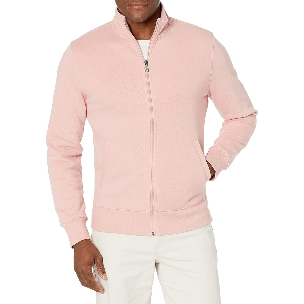 image:imageAmazon Essentials Mens Standard FullZip Fleece Mock Neck Midweight Sweatshirt with PocketsPink