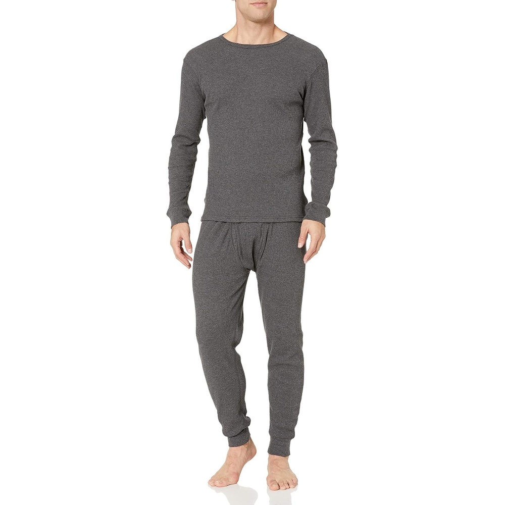 image:imageAmazon Essentials Mens Thermal Waffle Knit Long Johns Underwear Set for Cold Weather MultipacksCharcoal Grey