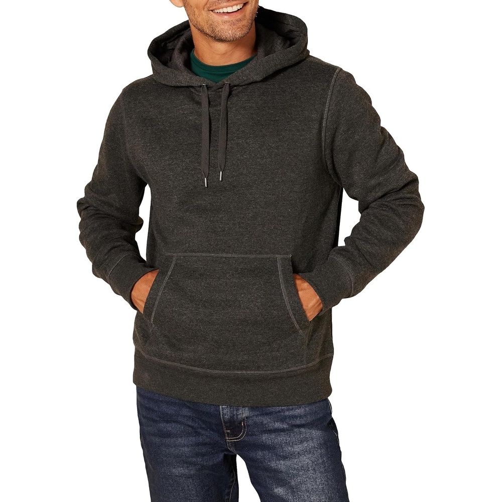 image:imageAmazon Essentials mens Fleece Pullover Hooded SweatshirtCharcoal Heather