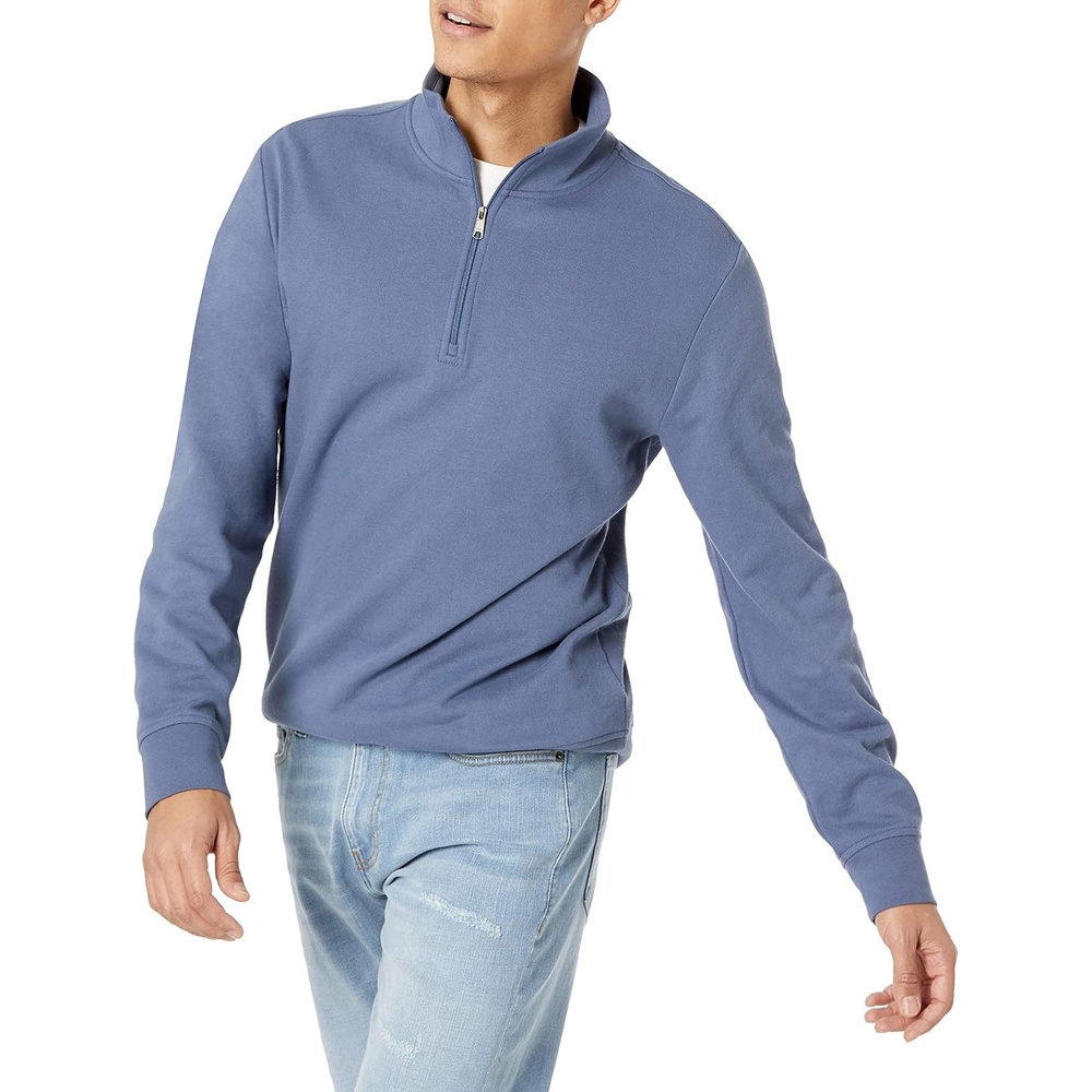 image:imageAmazon Essentials mens Lightweight French Terry Quarterzip Mockneck SweatshirtIndigo Blue