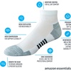 Amazon Essentials Men’s Athletic Ankle Sports Socks, Breathable Cotton Blend, Cushioned Arch Support, 6 Pairs(White)